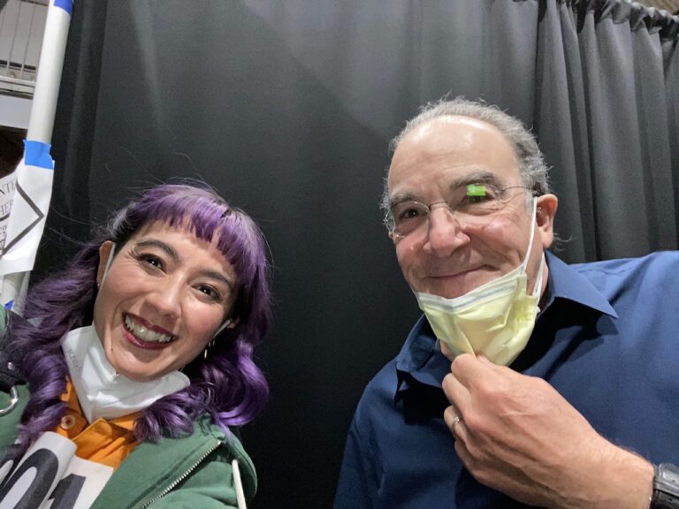 Alex on the set of The Good Fight with Mandy Patinkin